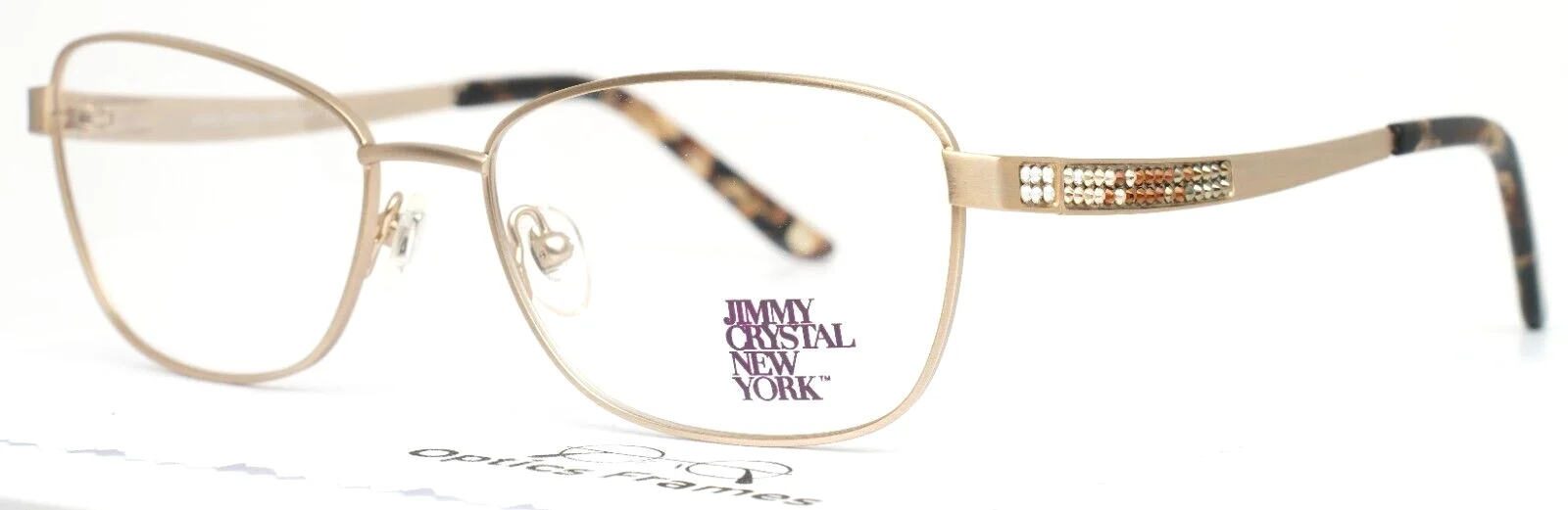 JIMMY CRYSTAL NEW YORK Ikaria Gold Womens Rectangle Eyeglasses 54-16-140