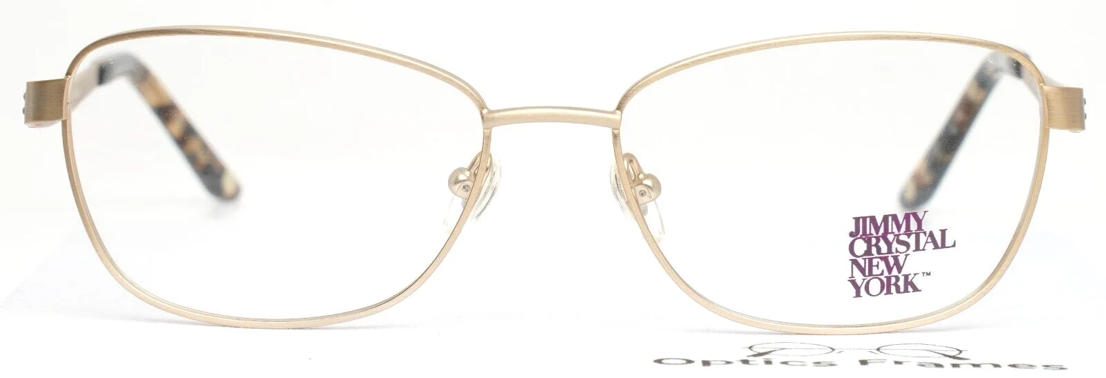 JIMMY CRYSTAL NEW YORK Ikaria Gold Womens Rectangle Eyeglasses 54-16-140 2