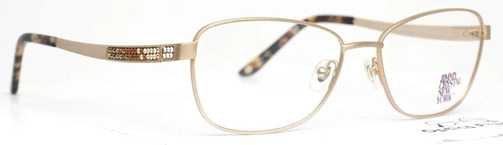 JIMMY CRYSTAL NEW YORK Ikaria Gold Womens Rectangle Eyeglasses 54-16-140 3