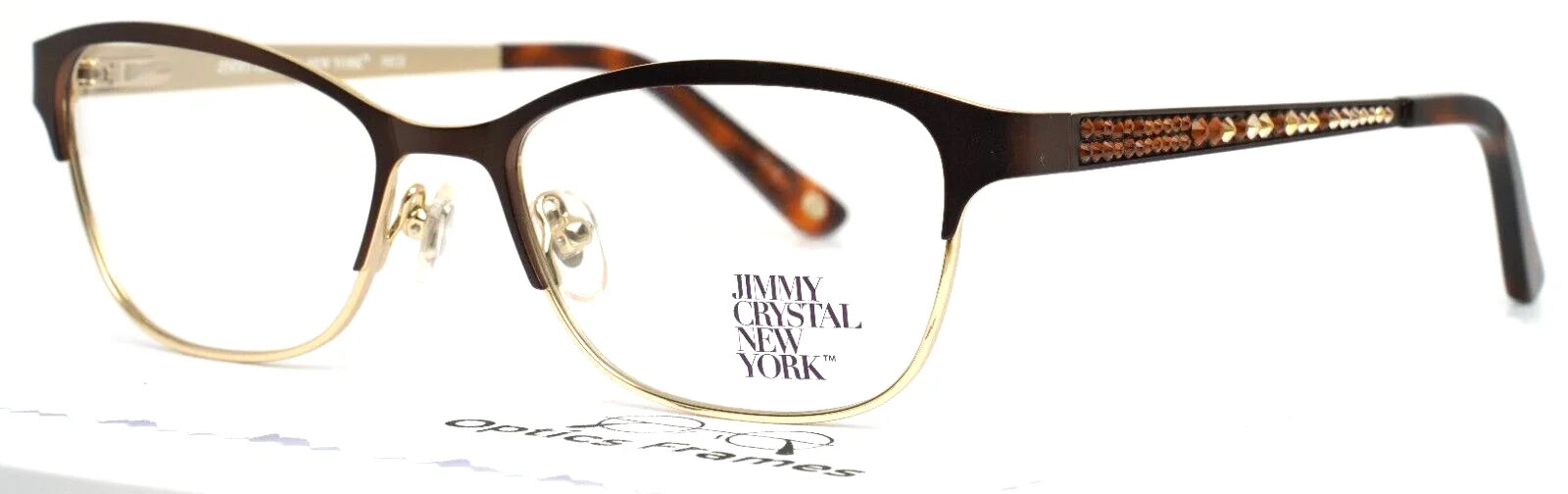 JIMMY CRYSTAL NEW YORK Nice Brown Womens Rectangle Eyeglasses 51-16-135