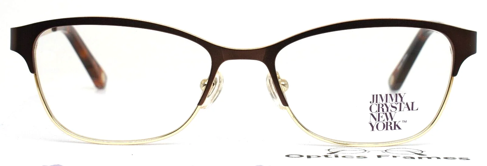 JIMMY CRYSTAL NEW YORK Nice Brown Womens Rectangle Eyeglasses 51-16-135 2
