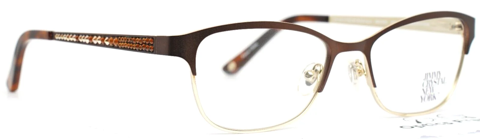 JIMMY CRYSTAL NEW YORK Nice Brown Womens Rectangle Eyeglasses 51-16-135 3