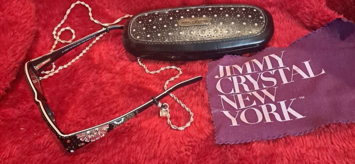 Jimmy Crystal New York Women’s Eyeglasses JCR222+2.00 Swarovski &Case/Chain