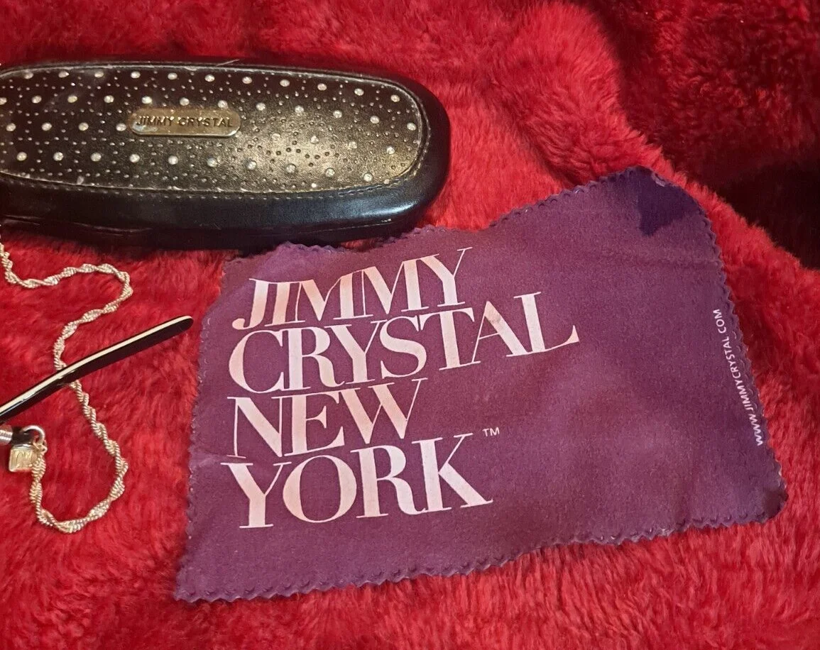 Jimmy Crystal New York Women’s Eyeglasses JCR222+2.00 Swarovski &Case/Chain 2