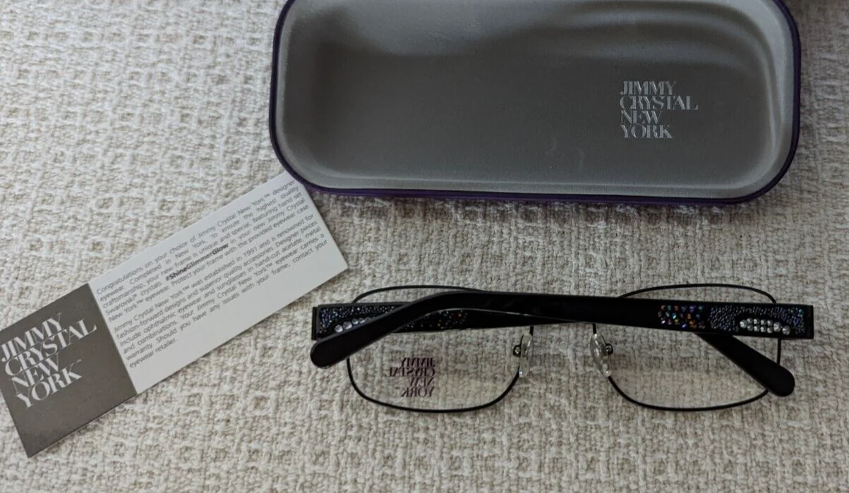 Jimmy Crystal NY Eyeglass Frames New in Case Parin Black with Swarovski Crystals 2