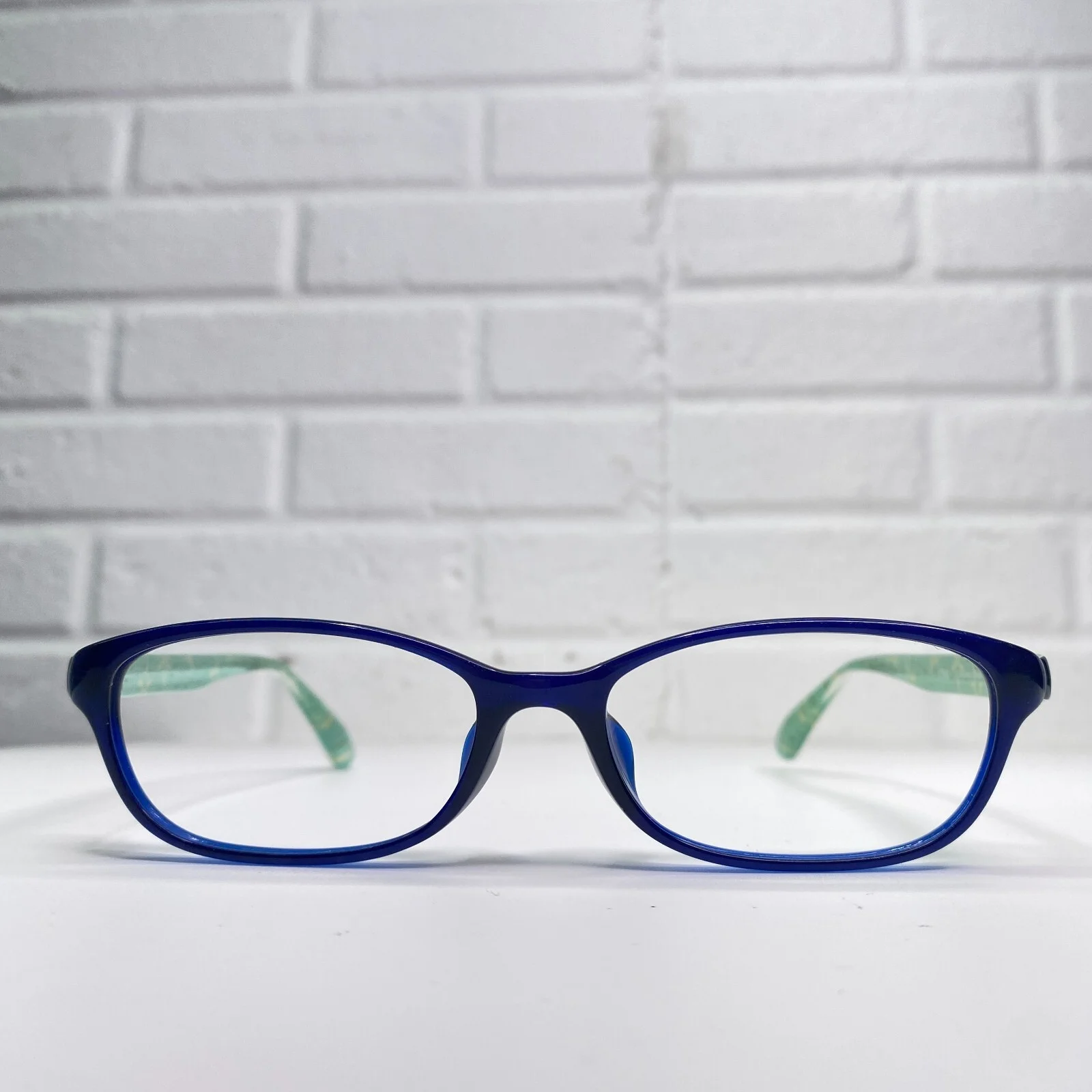 JINS LRF-14A-324A Eyeglasses Frame Blue Mens Green Full Rim 52-16-145 22395