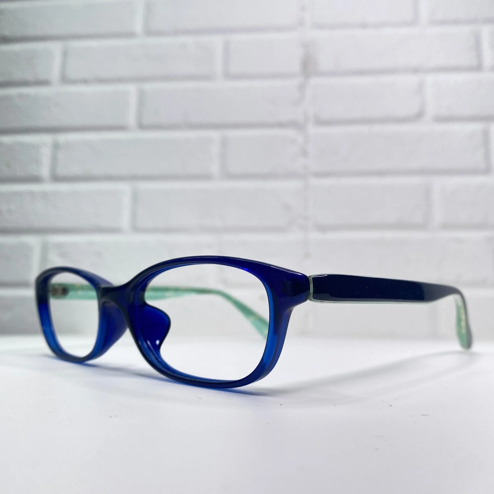 JINS LRF-14A-324A Eyeglasses Frame Blue Mens Green Full Rim 52-16-145 22395 2