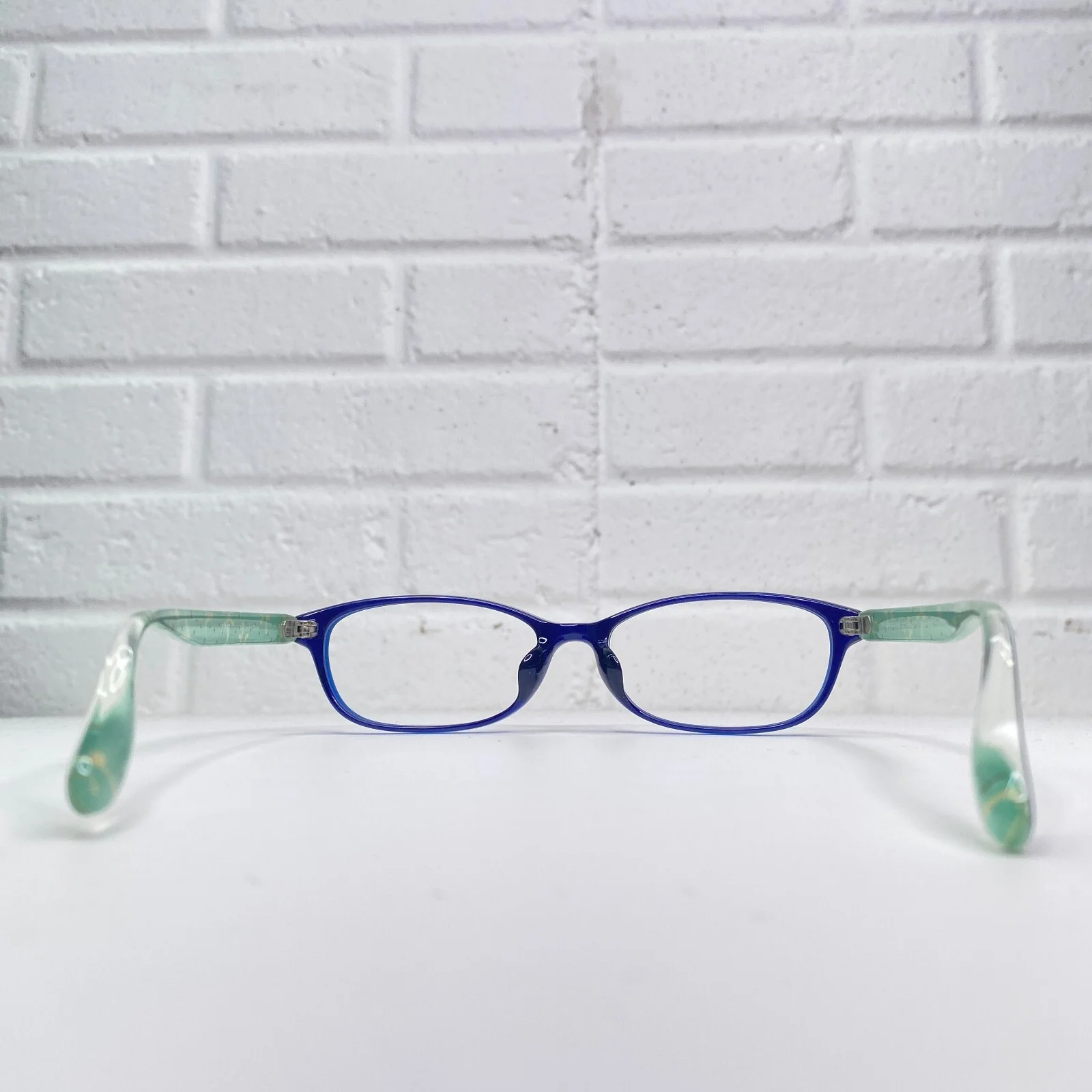JINS LRF-14A-324A Eyeglasses Frame Blue Mens Green Full Rim 52-16-145 22395 4