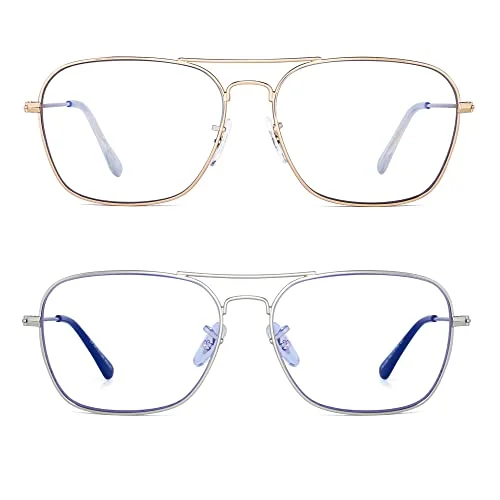 JM Aviator Blue Light Blocking Computer Glasses, Square Eye Protect Video Eyeglasses Anti Glare Men Women 3
