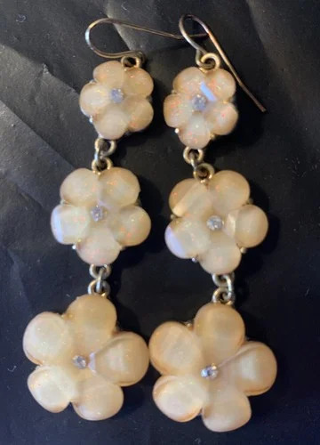 Joanne Rivers Glass Cat Eye Glass Orange Earrings 2