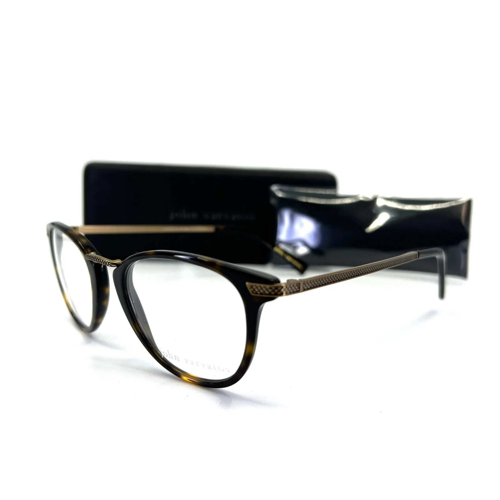 John Varvatos Eyeglasses Frame V372 Tortoise Brown Bronze 48-21-145 w/Case 2