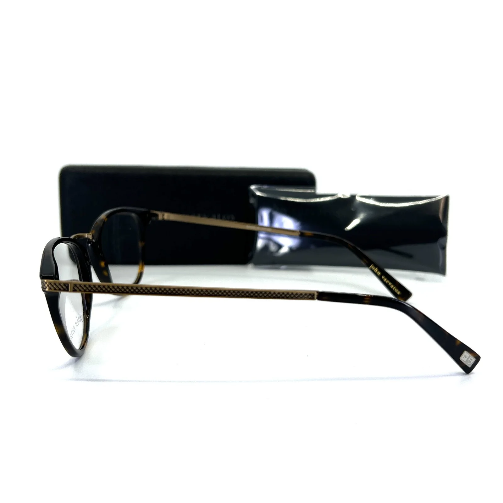 John Varvatos Eyeglasses Frame V372 Tortoise Brown Bronze 48-21-145 w/Case 3