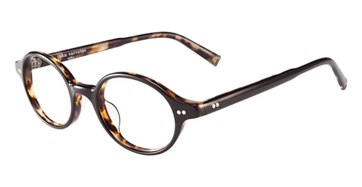 John Varvatos Eyeglasses JV V206 46 mm Black Tort Tortoise Round - Made in Japan