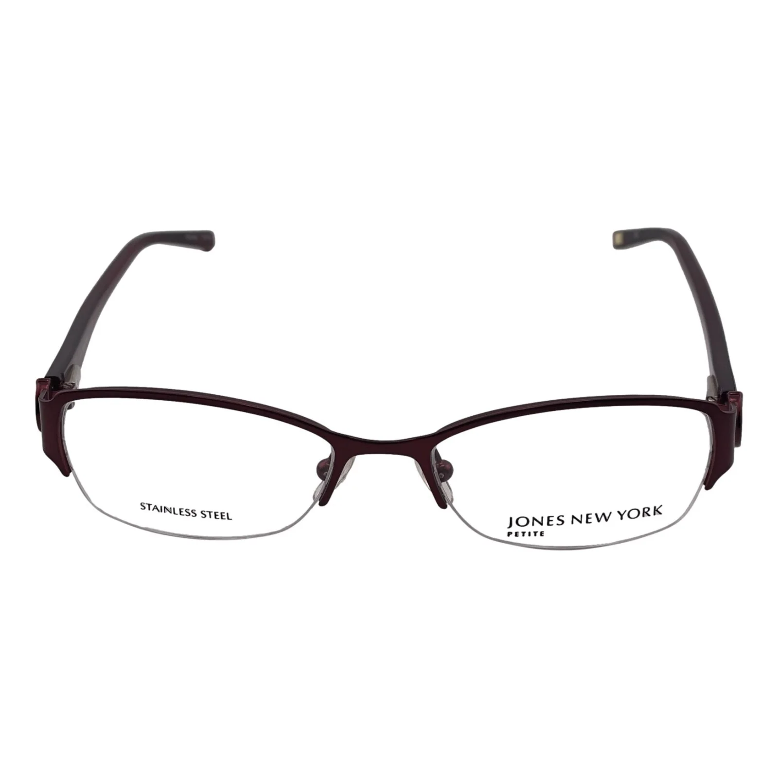 Jones New York Burgundy Petite Fit Half Rim Eyeglasses Frames 48mm 16mm 130mm