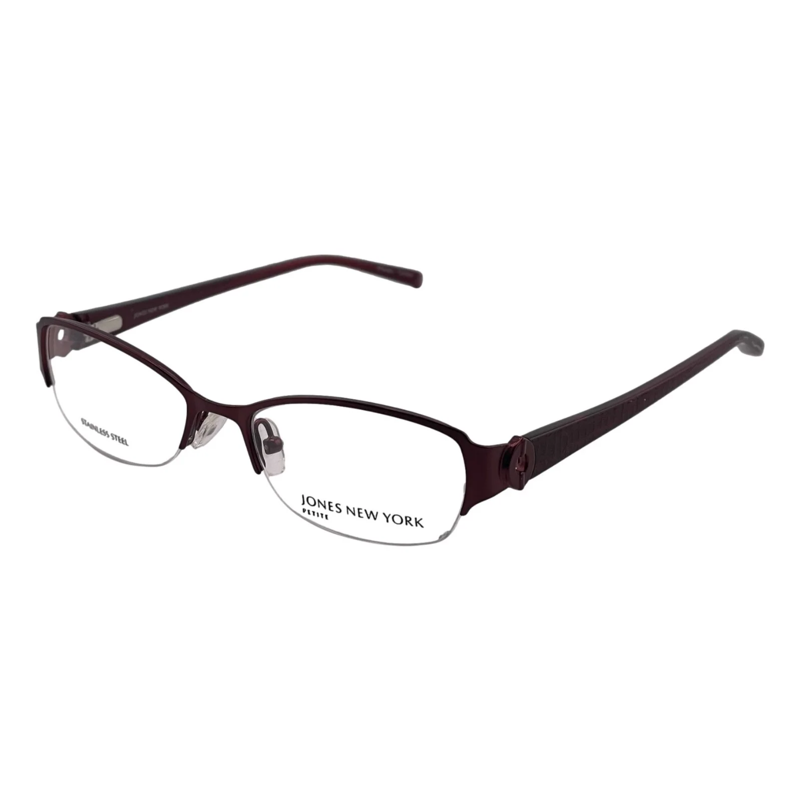 Jones New York Burgundy Petite Fit Half Rim Eyeglasses Frames 48mm 16mm 130mm 2