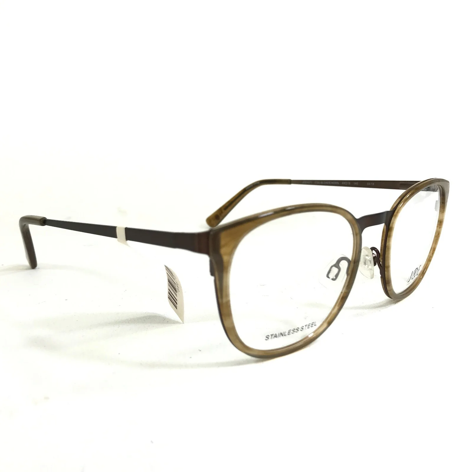 Joseph Abboud Eyeglasses Frames JOE4071 726 Clear Brown Round Horn 49-18-140 2