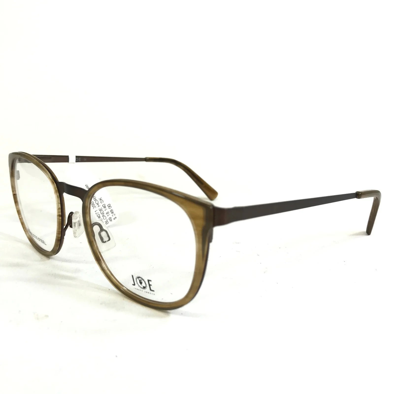 Joseph Abboud Eyeglasses Frames JOE4071 726 Clear Brown Round Horn 49-18-140 4