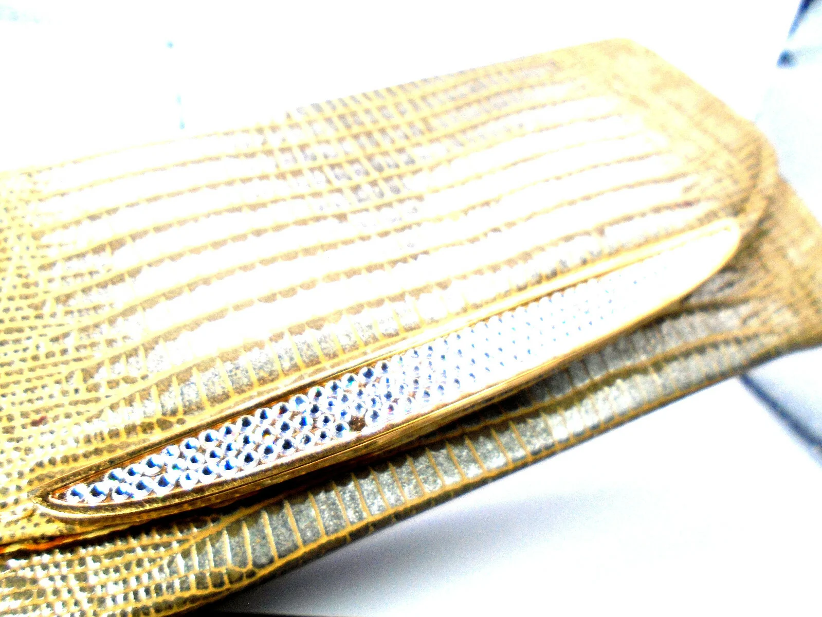 Judith Leiber Magnetic Clutch Eyeglasses Case Gold Lizard with Rhinestones 3