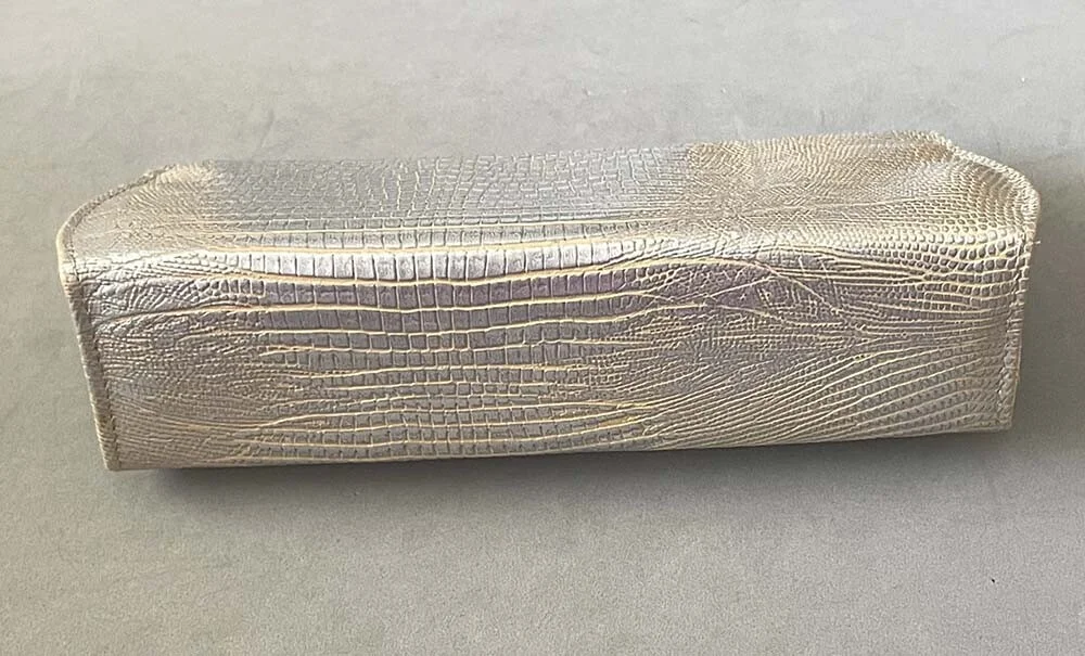 JUDITH LEIBER Swarovski Crystal Eyeglasses Reptile Clutch Case with Pouch Cloth 4