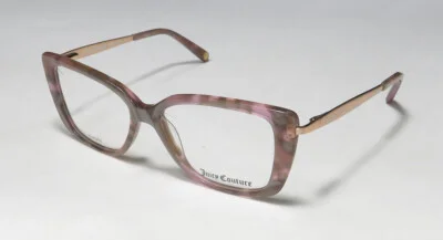 JUICY COUTURE JU 156 01R4 OVERSIZED TORTOISE BLUSH ACETATE LOGO FRAME EYEGLASSES