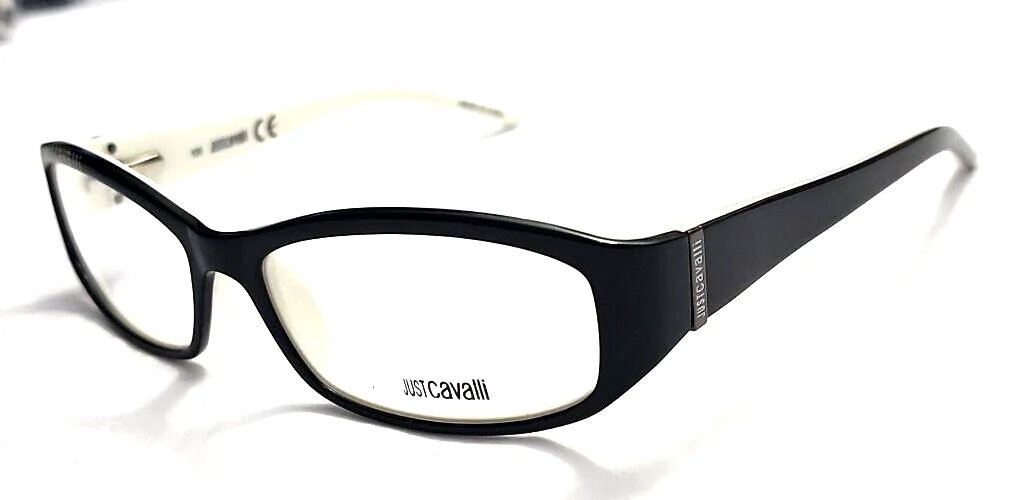 Just Cavalli JC128 Black White Rectangle Eyeglasses Frames 54-15 135 New 2