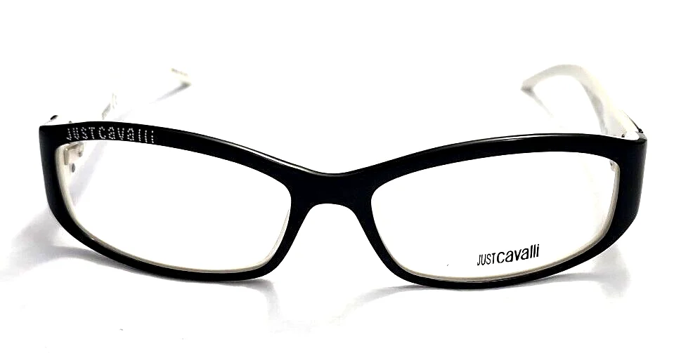 Just Cavalli JC128 Black White Rectangle Eyeglasses Frames 54-15 135 New 3