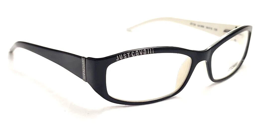 Just Cavalli JC128 Black White Rectangle Eyeglasses Frames 54-15 135 New 4