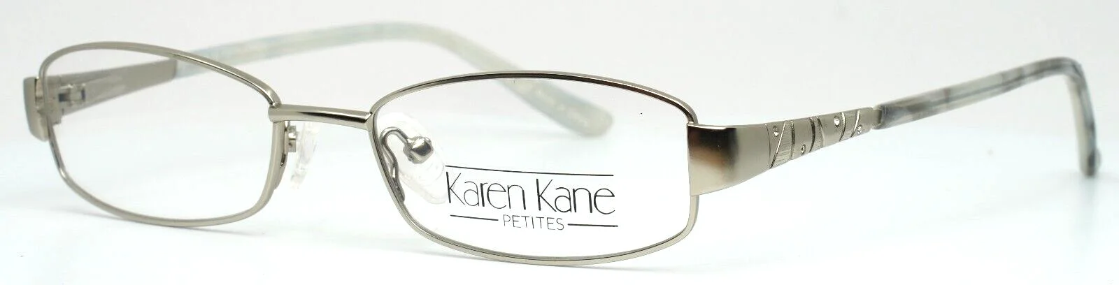 KAREN KANE Amantha Platinum Womens Rectangle Petite Eyeglasses 48-16-135 B:26