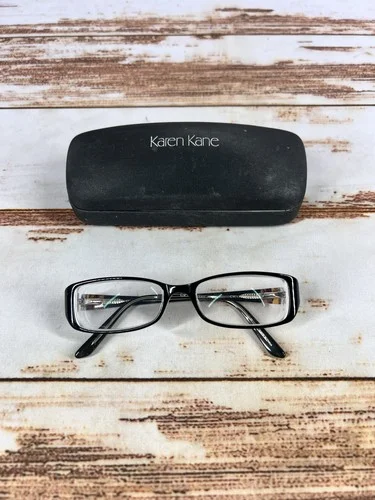 Karen Kane Petites Black Pattern Plastic Eyeglass Frames 49.16.130 Or 135