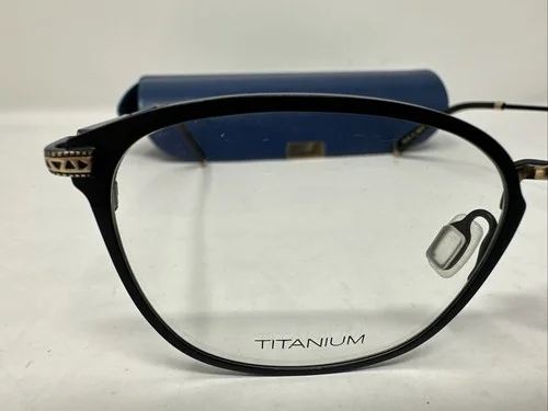 Kata Nirvana Coal Gold Eyeglass Frames 51 21 145 & Case 2