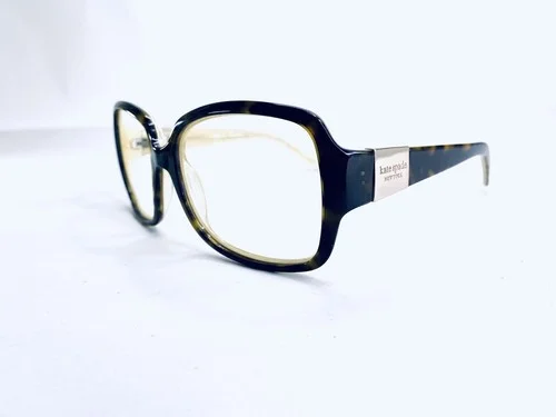 Kate Spade Brown Amber Square Eyeglasses Gold Glitter Interior Lulu 55 16 130 2