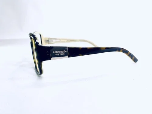 Kate Spade Brown Amber Square Eyeglasses Gold Glitter Interior Lulu 55 16 130 3