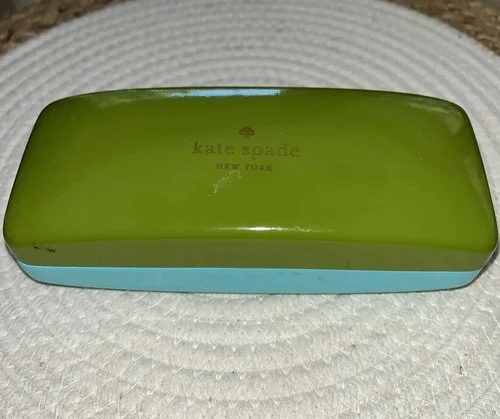 KATE SPADE Eyeglass Sunglass Clamshell Hard Case Turquoise/Green EUC (K86) 2