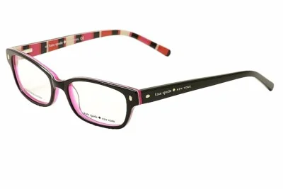 Kate Spade Eyeglasses Lucyann X78 Black/Pink Stripe Full Rim Optical Frame 49mm