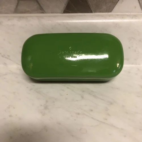 Kate Spade Green Wink Wink Eyes Hard Shell Eye Glass Case VG Condition Free Ship