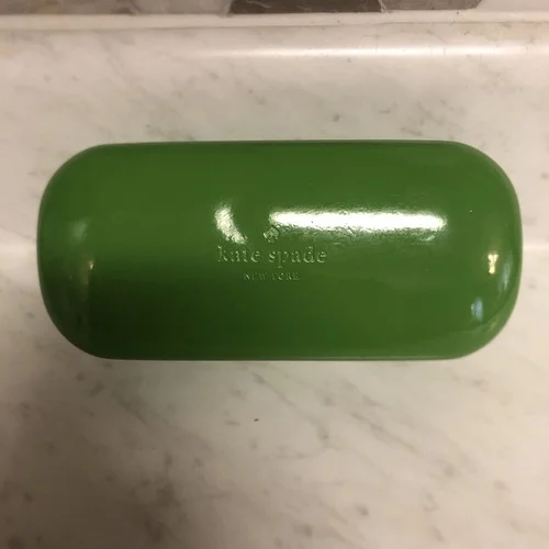 Kate Spade Green Wink Wink Eyes Hard Shell Eye Glass Case VG Condition Free Ship 2