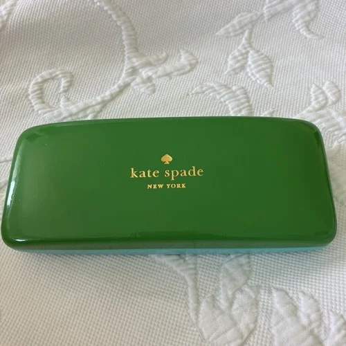 Kate Spade Hard Clamshell Eyeglass Case Blue & Green Eyes Inside Design Vintage 2