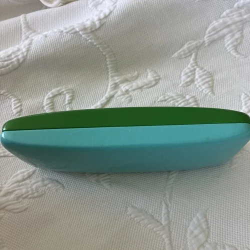Kate Spade Hard Clamshell Eyeglass Case Blue & Green Eyes Inside Design Vintage 3