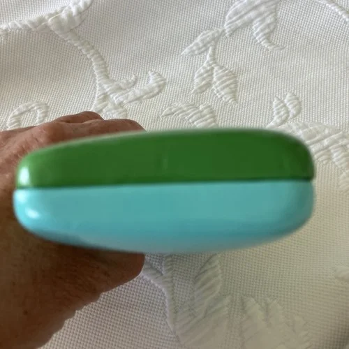 Kate Spade Hard Clamshell Eyeglass Case Blue & Green Eyes Inside Design Vintage 4
