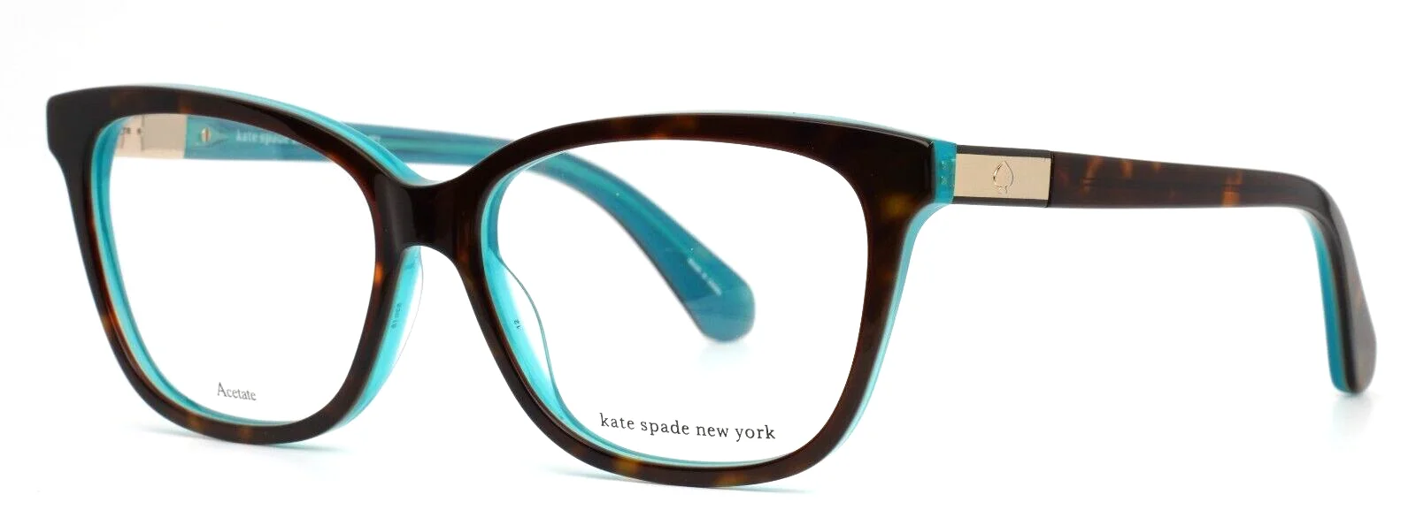 KATE SPADE Jorja FZL Havana Turquoise Womens Semi Cat Eye Eyeglasses 53-15-140