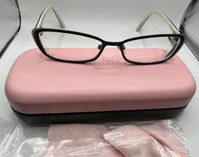 Kate Spade Lidia 0W44 Eyeglasses Black White Glitter Rectangle Frames 52-16-135 2