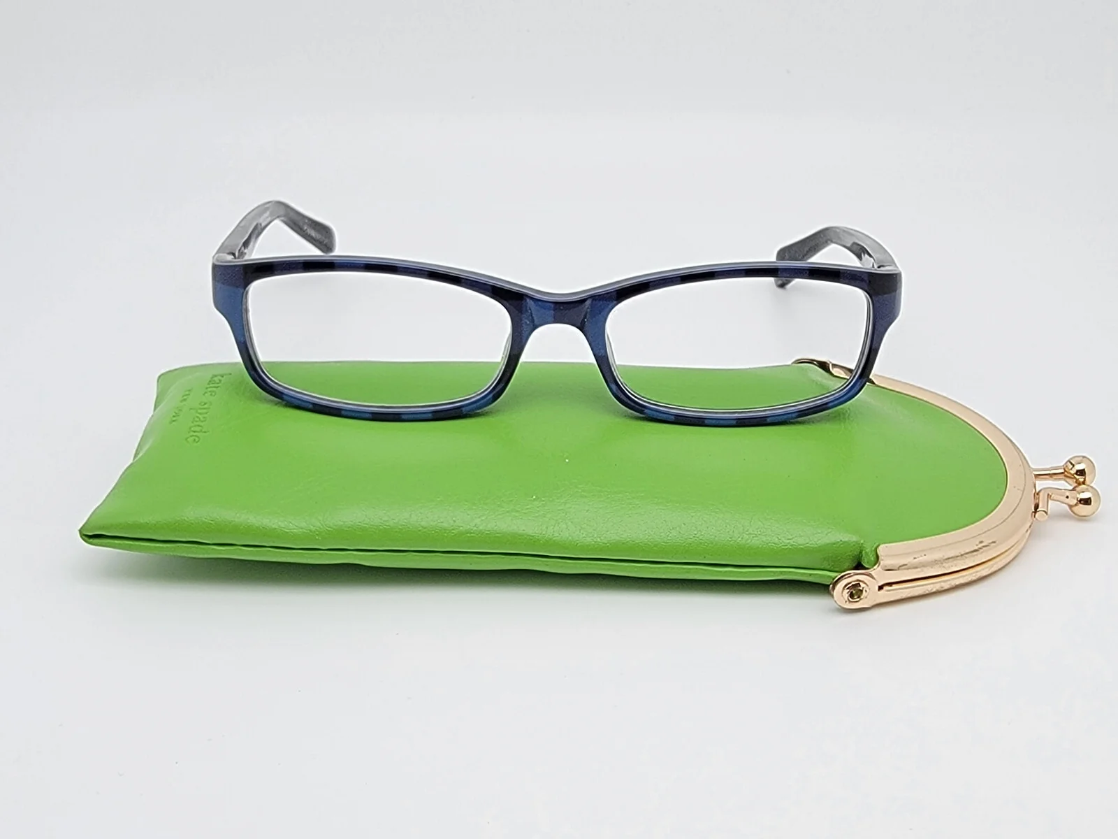 Kate Spade Narcisa 0060 Blue Ptt Black Eyeglasses Frame w/ Case 49-16-130