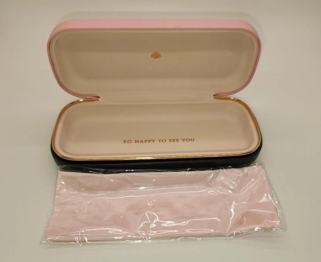 Kate Spade Pink Green Eyeglasses Hard Clamshell Case w/ cleaning cloth Authentic 2
