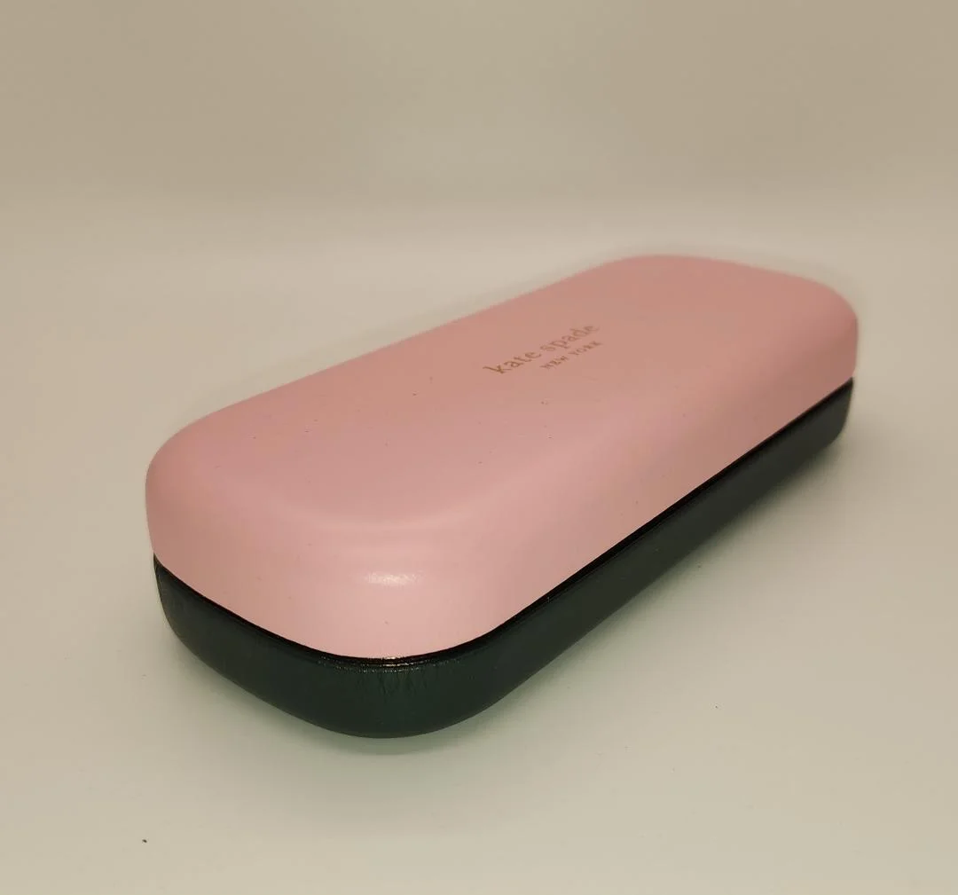 Kate Spade Pink Green Eyeglasses Hard Clamshell Case w/ cleaning cloth Authentic 3