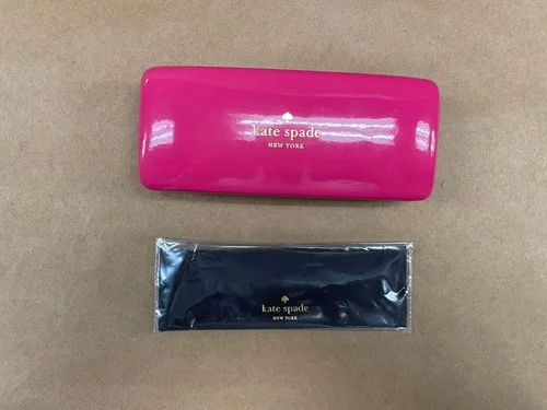Kate Spade Pink & Orange Eye Glass Hard Clam Shell Case w Wipe Cloth 2