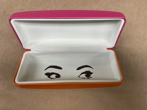 Kate Spade Pink & Orange Eye Glass Hard Clam Shell Case w Wipe Cloth 3