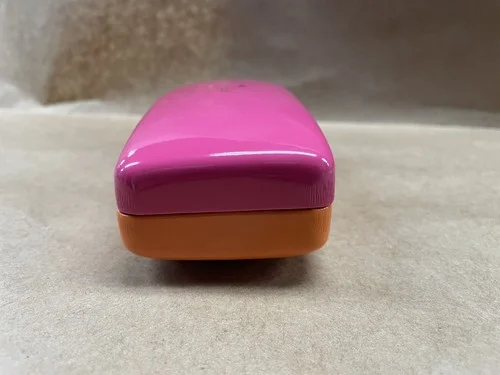 Kate Spade Pink & Orange Eye Glass Hard Clam Shell Case w Wipe Cloth 4