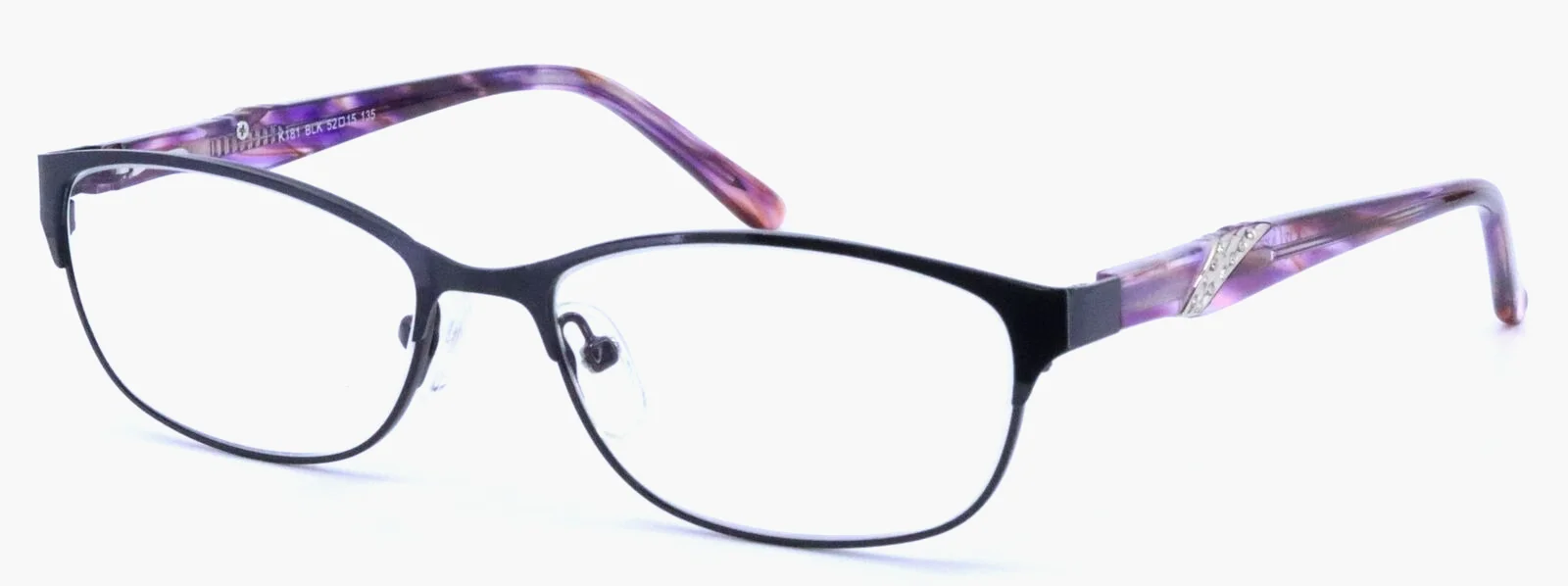 KAY UNGER K181 Black Jeweled Cat Eye Womens Eyeglasses Frames 52-15-135