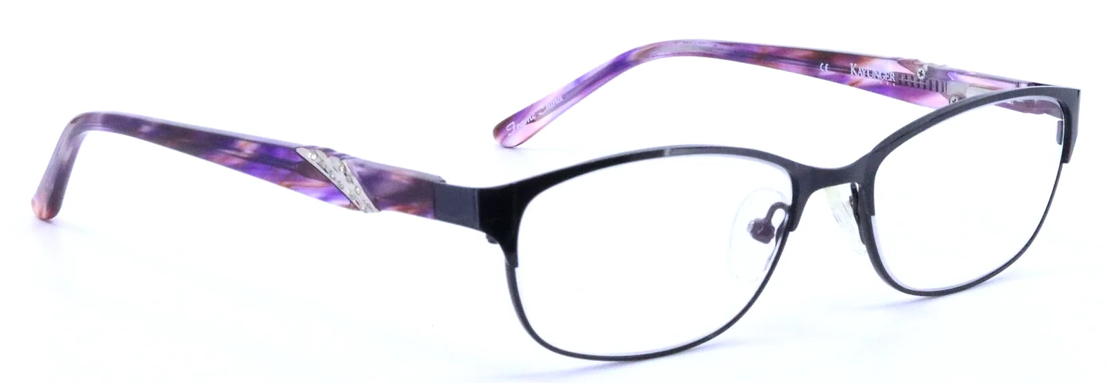 KAY UNGER K181 Black Jeweled Cat Eye Womens Eyeglasses Frames 52-15-135 3