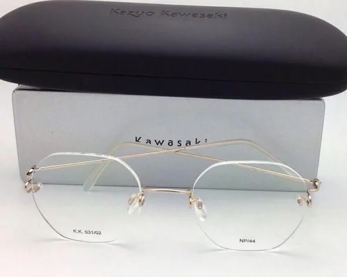 KAZUO KAWASAKI Eyeglasses MP 631 02 NP/44 44-19 140 Rimless Titanium Gold Frames 2